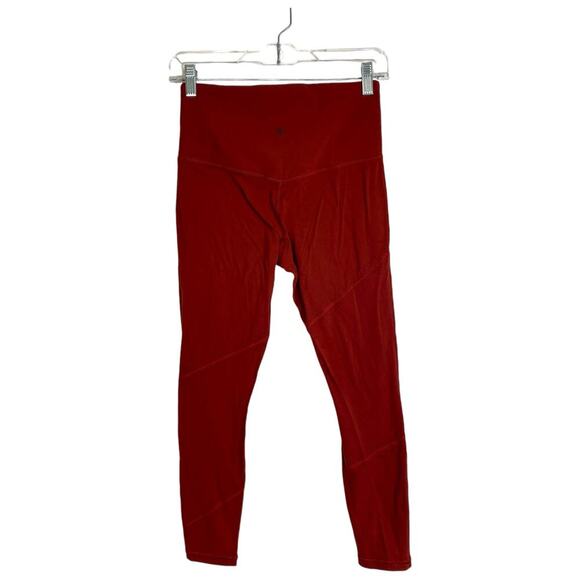 ATHLETA It's A Wrap 7/8 Tight Small Leggings Warm Orange Perforated Powervita - Picture 3 of 9